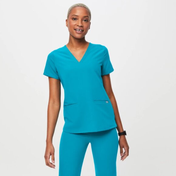 Figs Casma Three-Pocket Scrub Top Size M Teal - Picture 11 of 13